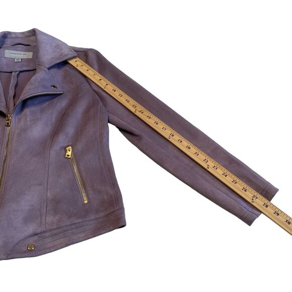Marc New York Faux Suede Moto Jacket Ash Purple Andrew Marc Sz L - Picture 10 of 16